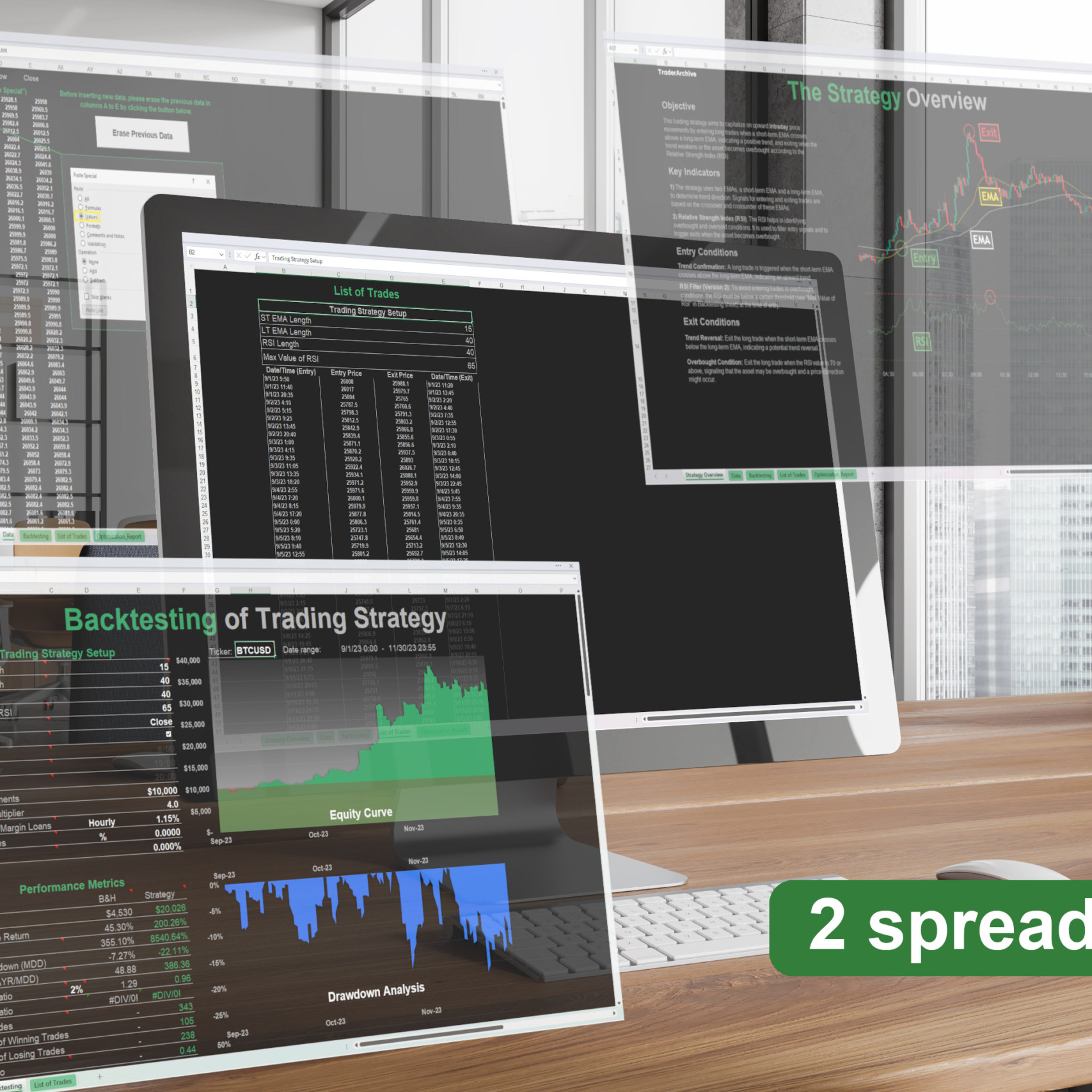 backtesting spreadsheets EMA cross trading strategy