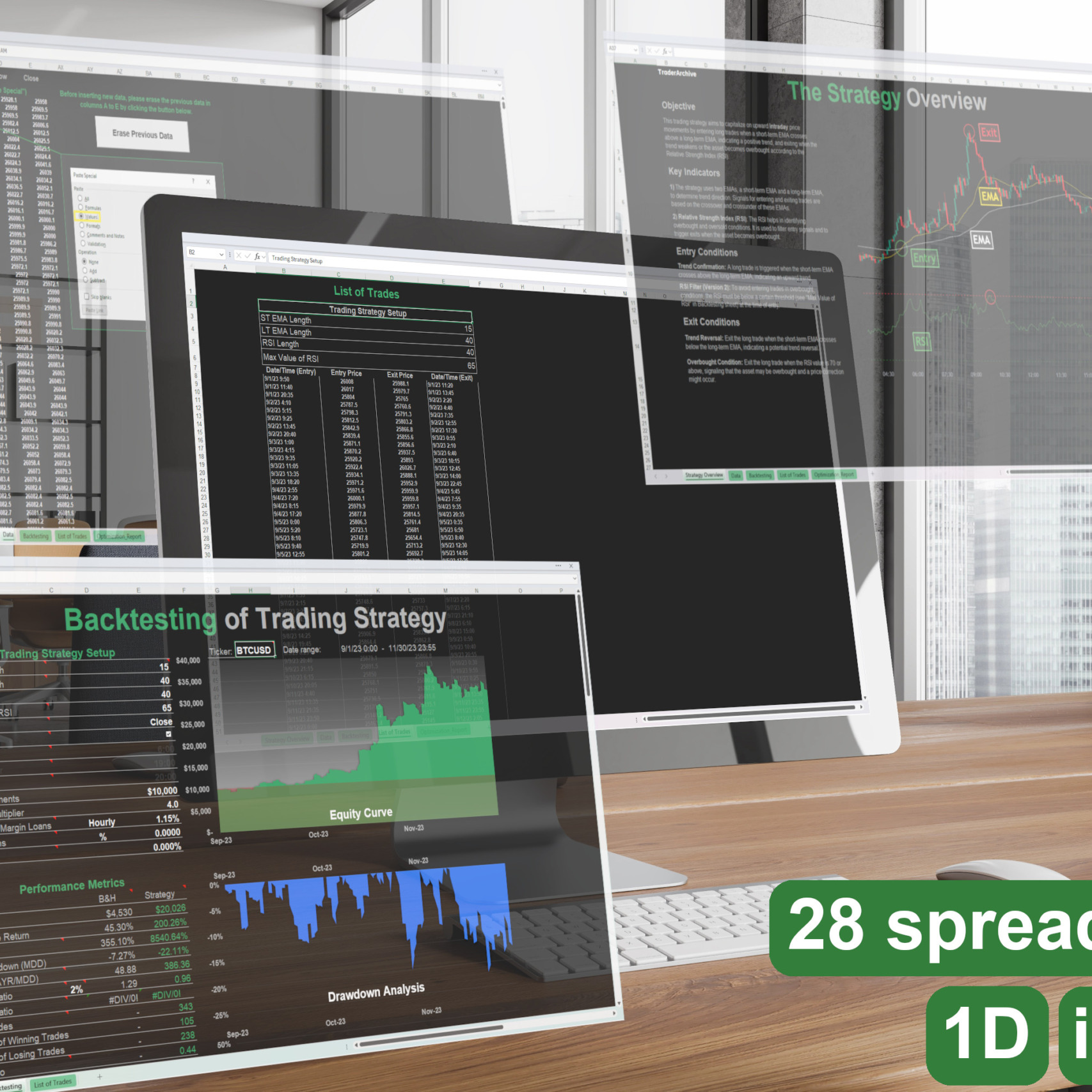 backtesting spreadsheets RSI 1D intraday