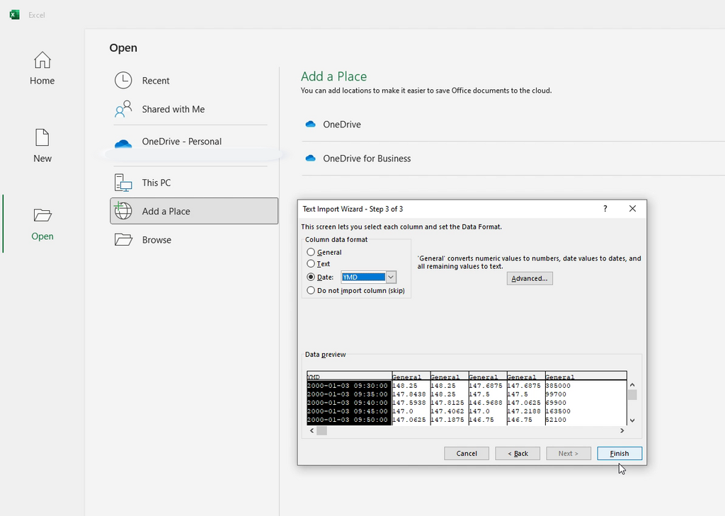 txt file to excel